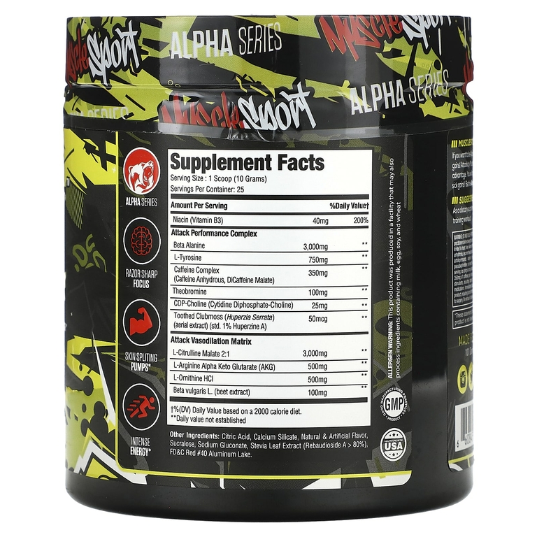 MuscleSport, Атака, предтренировочный комплекс, со вкусом Starpunch, 250 г (8,8 унции)