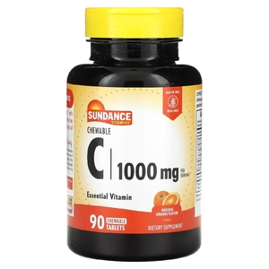 Sundance Vitamins, жевательный витамин C, натуральный апельсин, 1000 мг, 90 жевательных таблеток (500 мг в 1 таблетке)