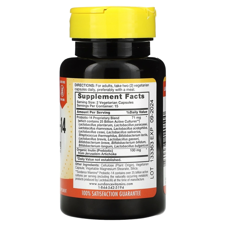 Sundance Vitamins, Probiotic-14, 71 мг, 30 вегетарианских капсул (35,5 мг в 1 капсуле)
