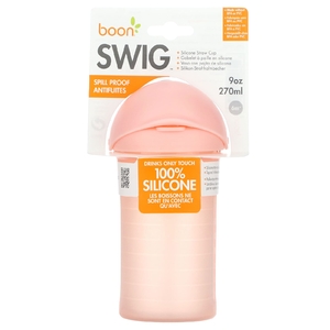 Boon, Swig, силиконовая трубочка, от 6 месяцев, розовая, 270 мл (9 унций)