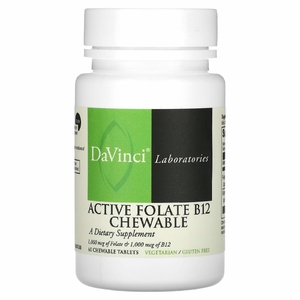 DaVinci Laboratories, Активный фолат B12, жевательные таблетки, 60 жевательных таблеток