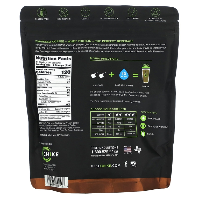 Chike Nutrition, Холодный кофе с высоким содержанием протеина, мокко, 434 г (15,3 унции)