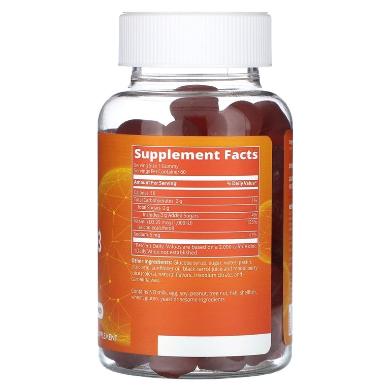 MRM Nutrition, Веганские жевательные мармеладки с витамином D3, клубника и малина, 1000 МЕ, 60 жевательных таблеток (Товар снят с продажи) 