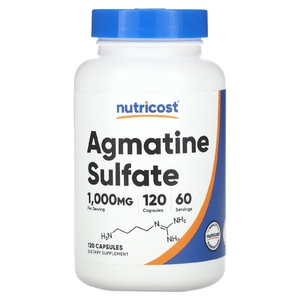 Nutricost, агматинсульфат, 1000 мг, 120 капсул (500 мг в 1 капсуле) (Товар снят с продажи) 