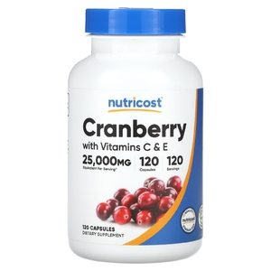Nutricost, Клюква с витаминами C и E, 120 капсул (Товар снят с продажи) 
