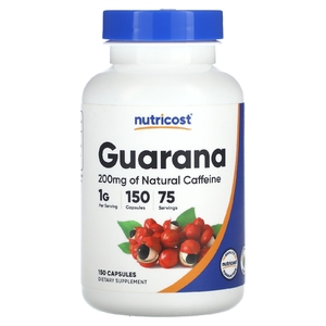 Nutricost, Гуарана, 150 капсул (500 мг в каждой капсуле)