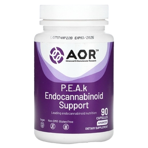 Advanced Orthomolecular Research AOR, PEAk Endocannabinoid, поддержка, улучшенная формула, 400 мг, 90 капсул