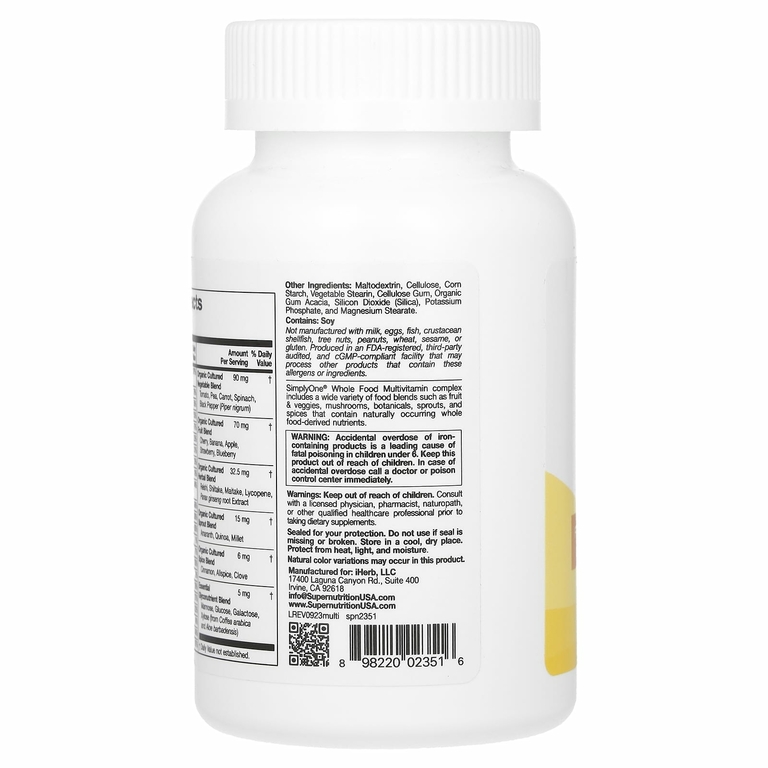 Super Nutrition, SimplyOne®, мультивитамины из цельных продуктов с витаминами A и C, минералами и ферментами, 90 таблеток