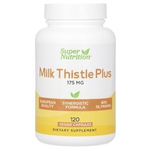 Super Nutrition, расторопша, с экстрактами куркумы и артишока, 175 мг, 120 растительных капсул