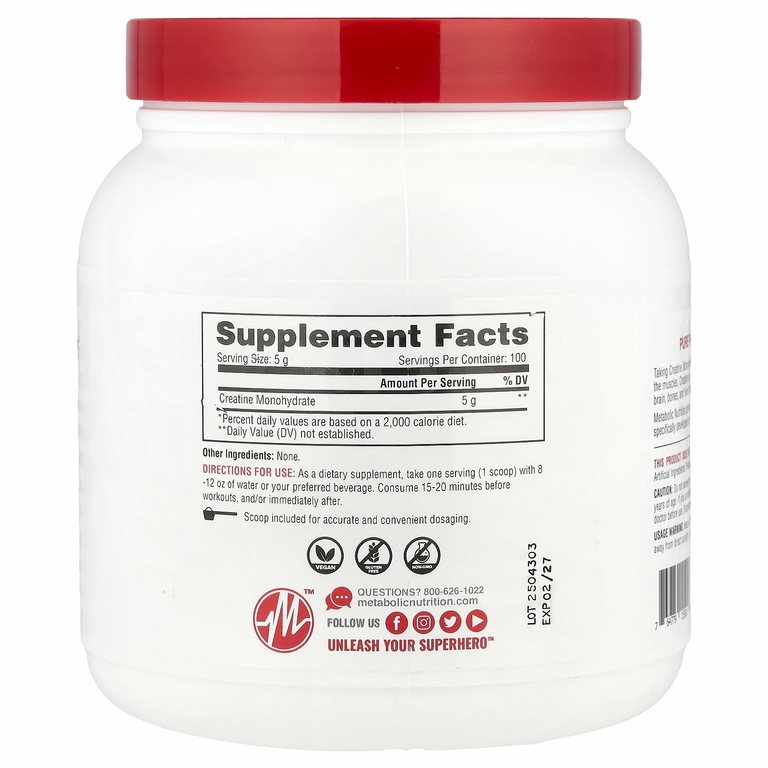 Metabolic Nutrition, Креатин, без добавок, 500 г (17,64 унции)