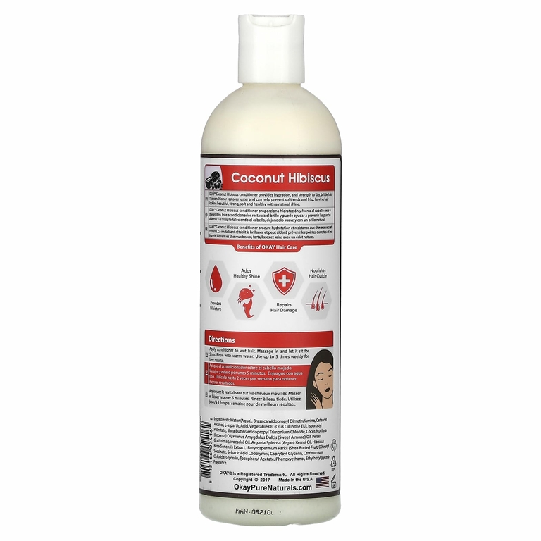 Okay Pure Naturals, Кондиционер, кокос и гибискус, 355 мл (12 жидк. унц.)