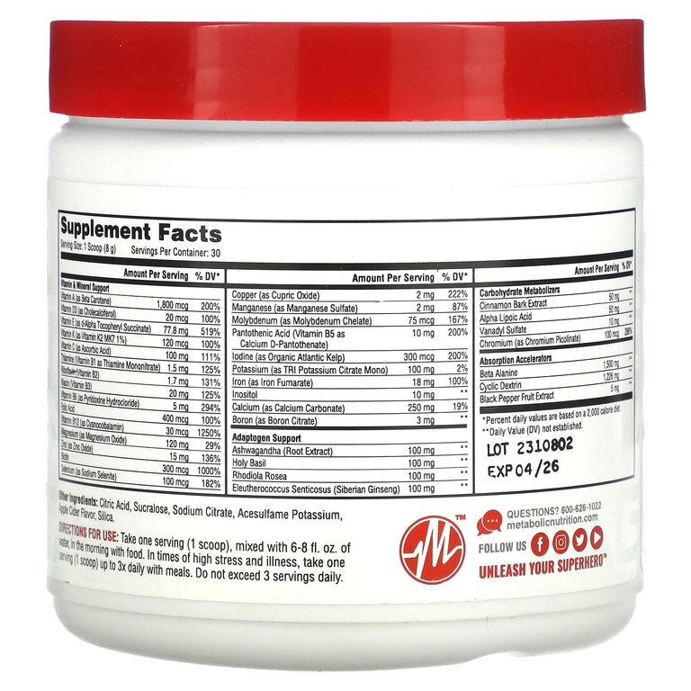Metabolic Nutrition, VitaGen, яблочный сидр, 240 г (8,47 унции)