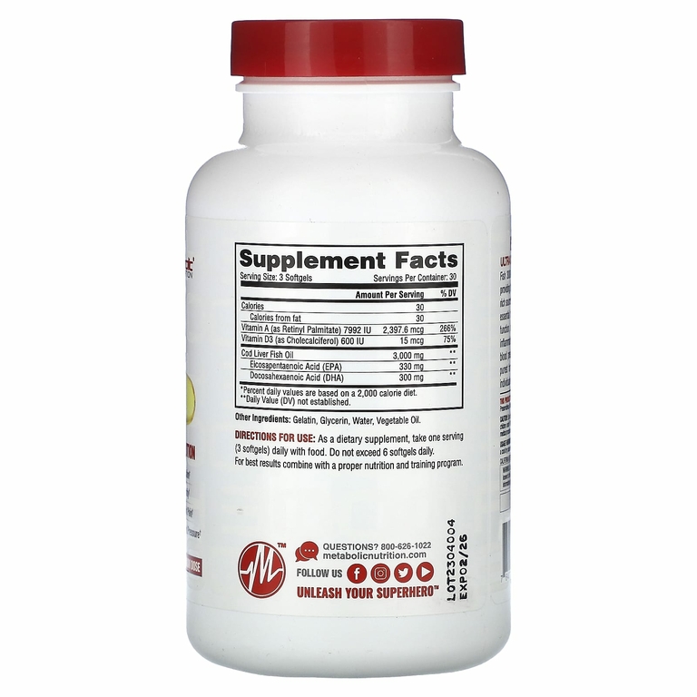 Metabolic Nutrition, Fish 3000, 90 капсул (1000 мг в 1 капсуле)