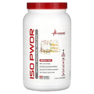 Metabolic Nutrition, ISOpwdr, изолят сывороточного протеина, праздничный торт, 690 г (1,52 фунта)