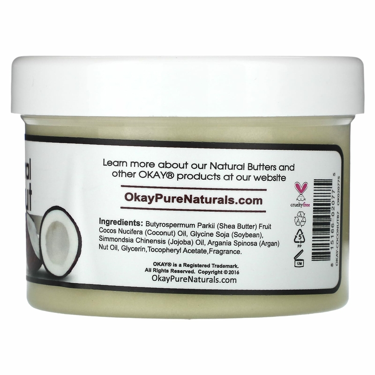Okay Pure Naturals, Натуральный кокос, масло для тела, 198 г (7 унций)