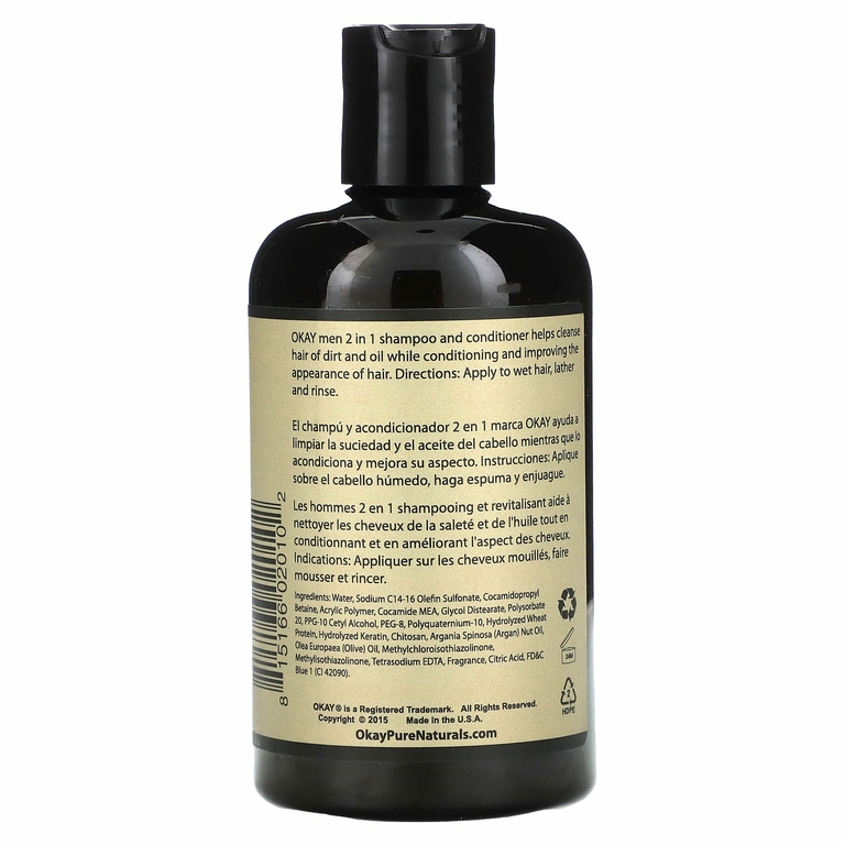 Okay Pure Naturals, Профессиональный шампунь и кондиционер 2 в 1 для мужчин, 237 мл (8 унций)