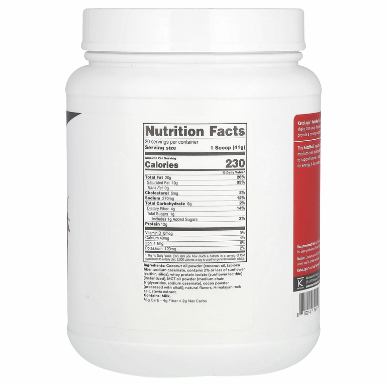KetoLogic, KetoMeal, заменитель еды, шоколад, 828 г (1,8 фунта)