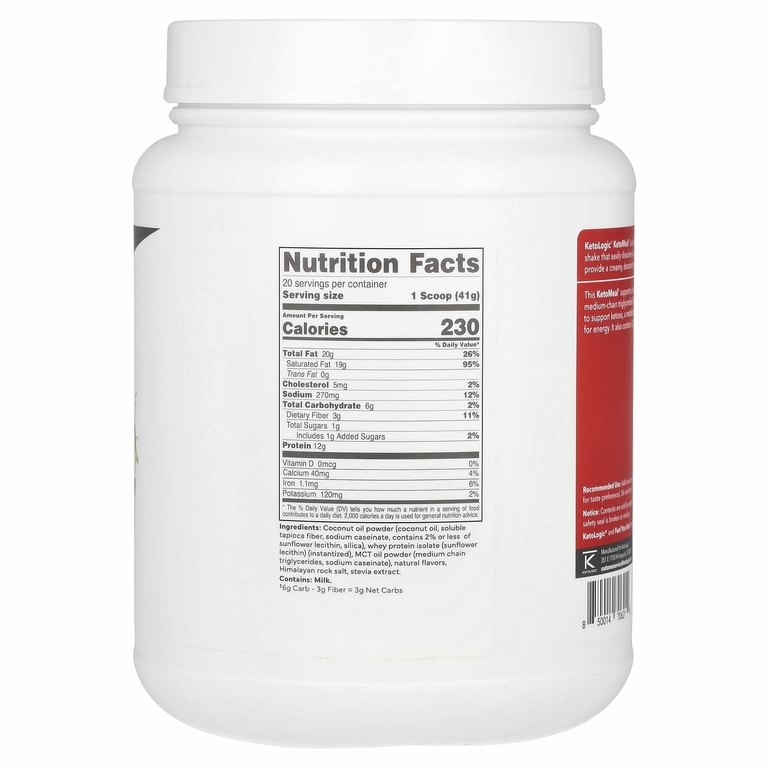 KetoLogic, KetoMeal, заменитель пищи, ваниль, 816 г (1,8 фунта)