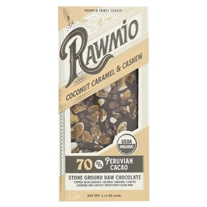 Rawmio, Каменный молотый необработанный шоколад, кокосовая карамель и кешью, 60 г (2,12 унции)