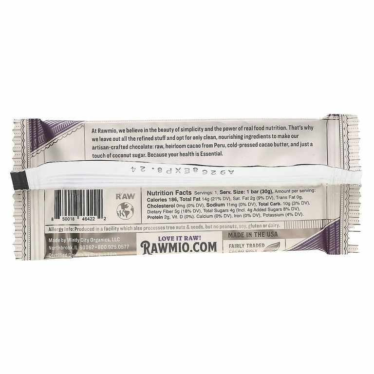 Rawmio, Essential Bar, органический необработанный шоколад, 85% какао, довольно темный, 30 г (1,1 унции)