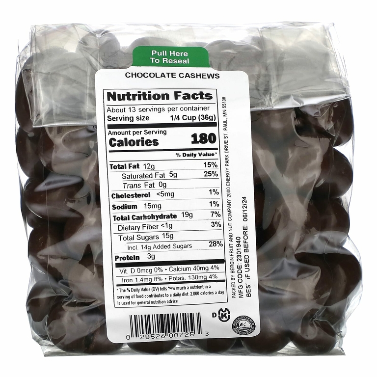 Bergin Fruit and Nut Company, Шоколадные кешью, 454 г (16 унций)