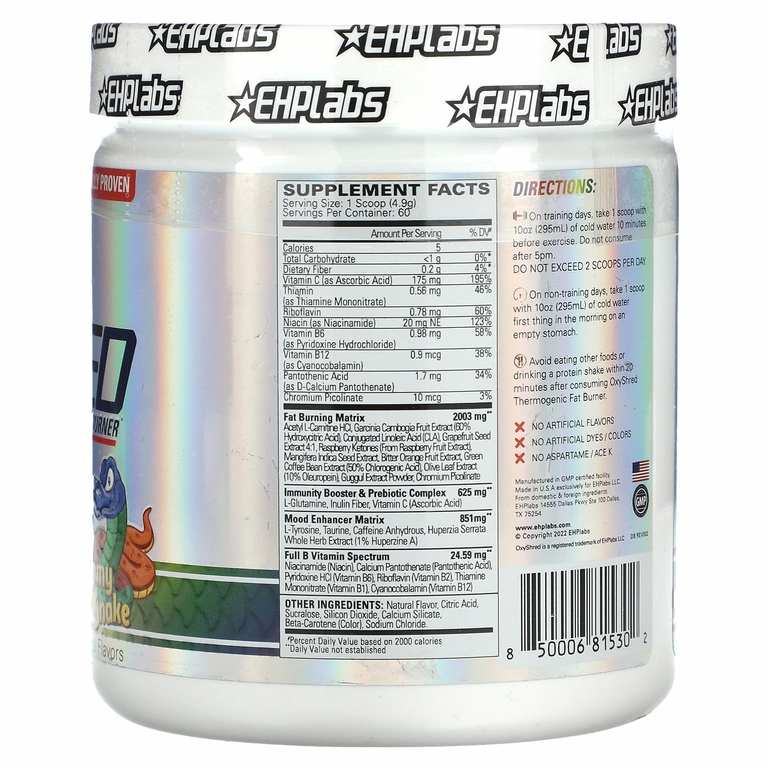EHPlabs, OxyShred, термогенный сжигатель жира, жевательная змея, 292 г (10 унций)