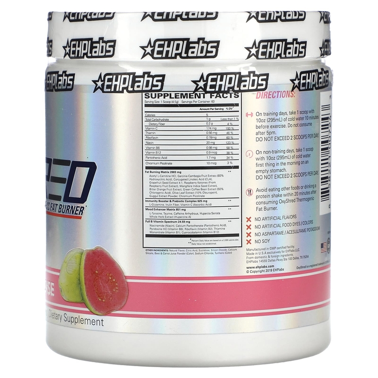 EHPlabs, Oxyshred, термогенное средство для сжигания жира, гуава, 270 г (9,5 унции)
