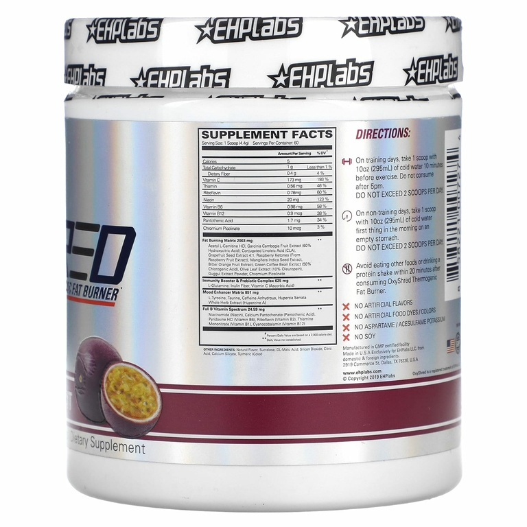 EHPlabs, Oxyshred, термогенное средство для сжигания жира, маракуйя, 264 г (9,3 унции)