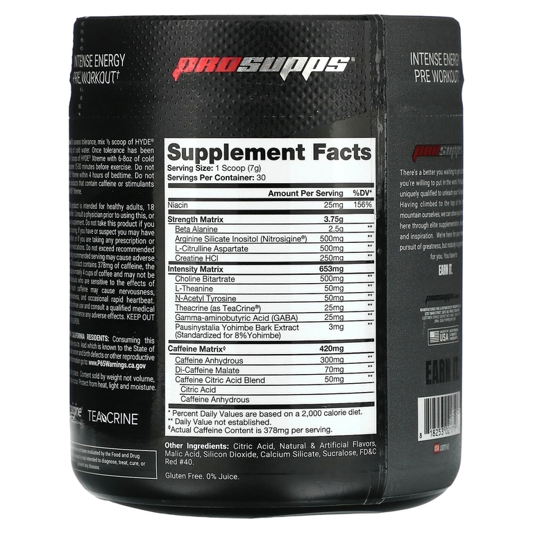 ProSupps, Hyde Xtreme, Intense Energy Pre Workout, Sucker Punch, 210 г (7,4 унции)