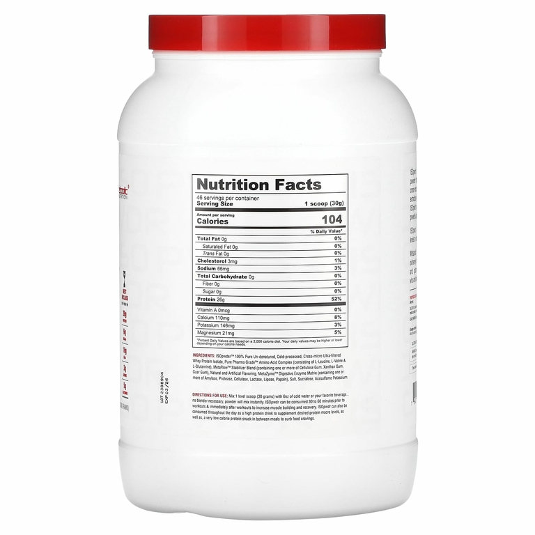 Metabolic Nutrition, ISOpwdr, изолят сывороточного протеина, клубничный крем, 1380 г (3,04 фунта)