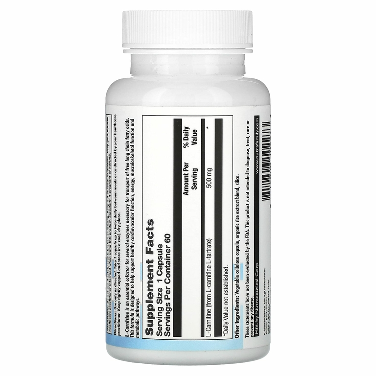 Nutra BioGenesis, L-карнитин, 500 мг, 60 капсул