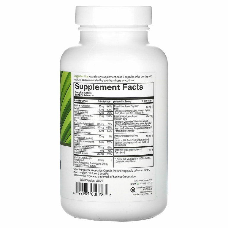 Econugenics, EcoDetox, 90 вегетарианских капсул