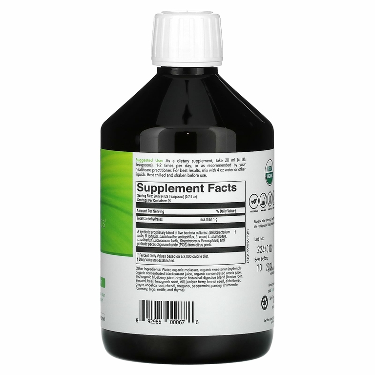 Econugenics, EcoProbiotic, органический пре + пробиотический эликсир, натуральные ягоды, 500 мл (17 жидк. унц.)
