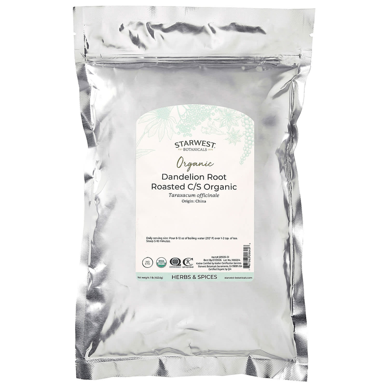 Starwest Botanicals, Органический корень одуванчика, обжаренный, нарезанный и просеянный, 453,6 г (1 фунт)