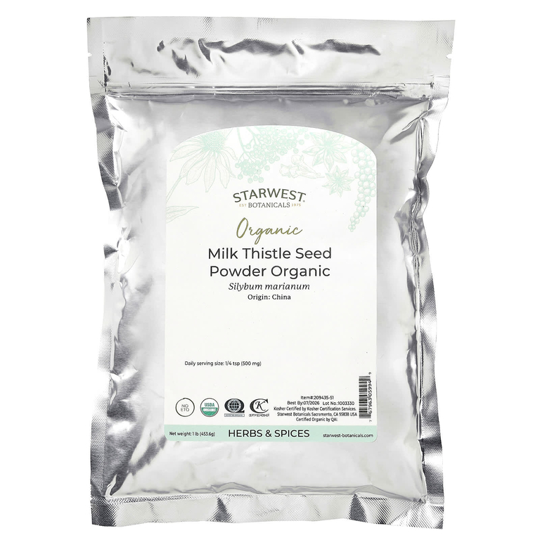 Starwest Botanicals, Порошок из органических семян расторопши, 453,6 г (1 фунт)