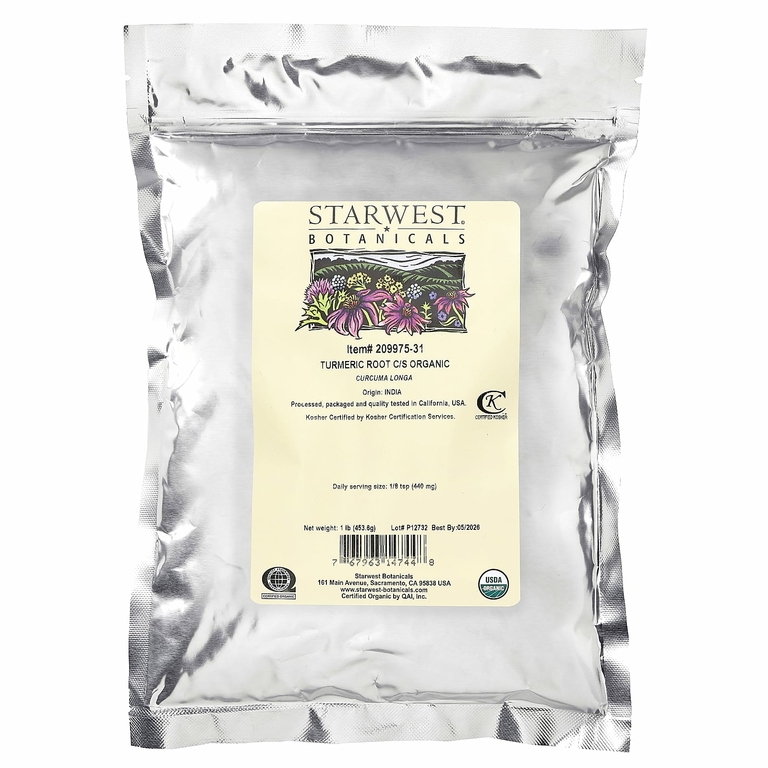 Starwest Botanicals, Органический корень куркумы (C / S), 453,6 г (1 фунт)