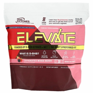 Real Ketones, Elevate, ягодный коктейль с кофеином, 30 пакетиков смеси для приготовления напитка, 12,2 г (0,43 унции) каждый