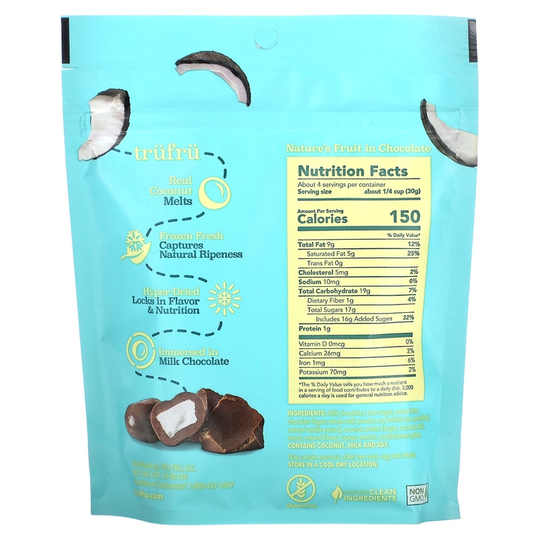 Tru Fru, Real Coconut Melts, молочный шоколад, 119 г (4,2 унции)