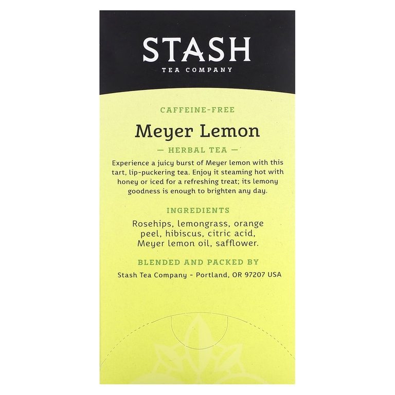 Stash Tea, Herbal Tea, лимон Мейера, без кофеина, 20 чайных пакетиков, 38 г (1,3 унции)