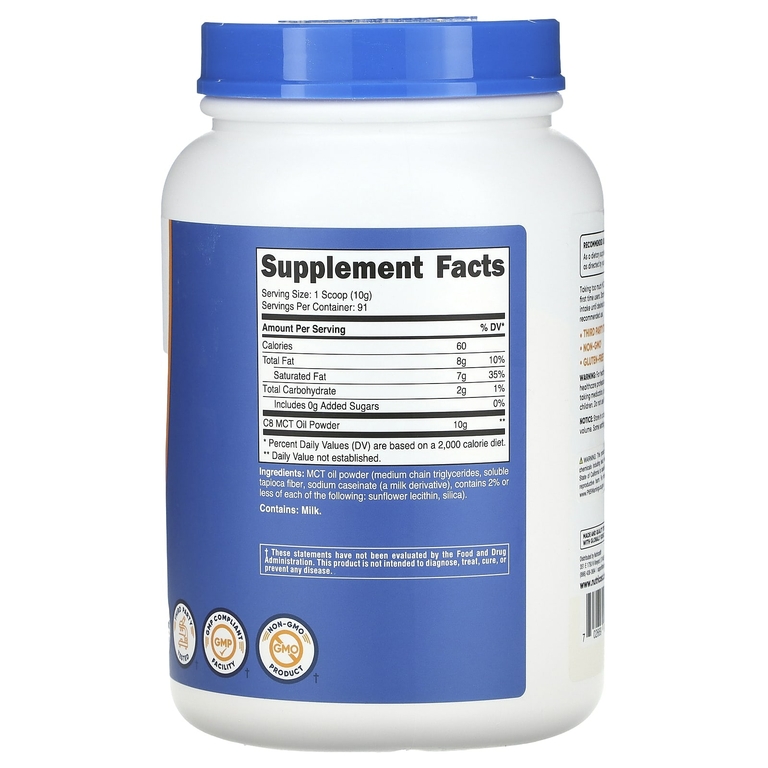 Nutricost, порошок из масла MCT, без добавок, 907 г (32 унции)