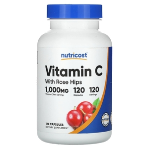 Nutricost, витамин C с шиповником, 1000 мг, 120 капсул