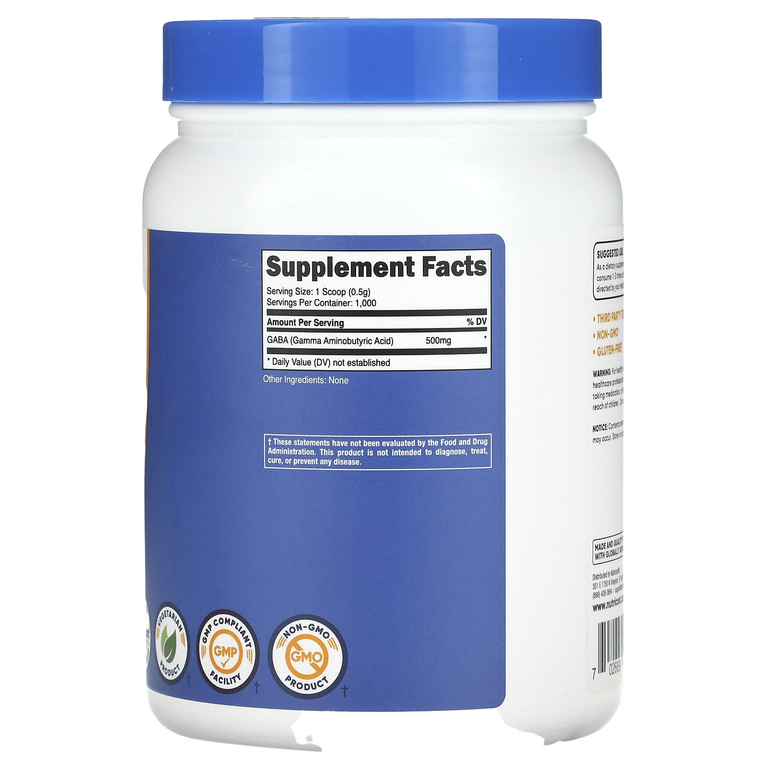 Nutricost, ГАМК, без добавок, 500 г (17,6 унции) (Товар снят с продажи) 