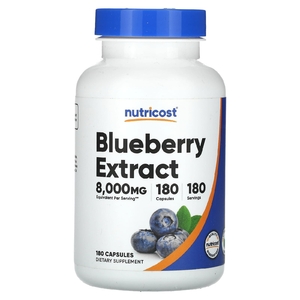 Nutricost, Экстракт голубики, 160 мг, 180 капсул