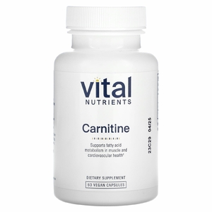 Vital Nutrients, Карнитин, 60 веганских капсул (500 мг на капсулу)
