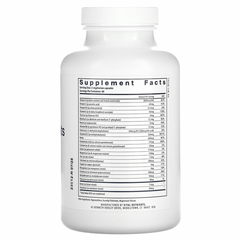 Vital Nutrients, Мульти питательные вещества цитрат / малат (с медью и без железа), 180 вегетарианских капсул
