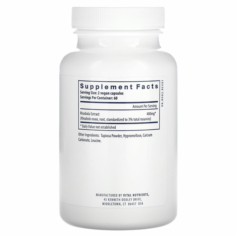 Vital Nutrients, Родиола розовая, 120 веганских капсул (200 мг на капсулу)