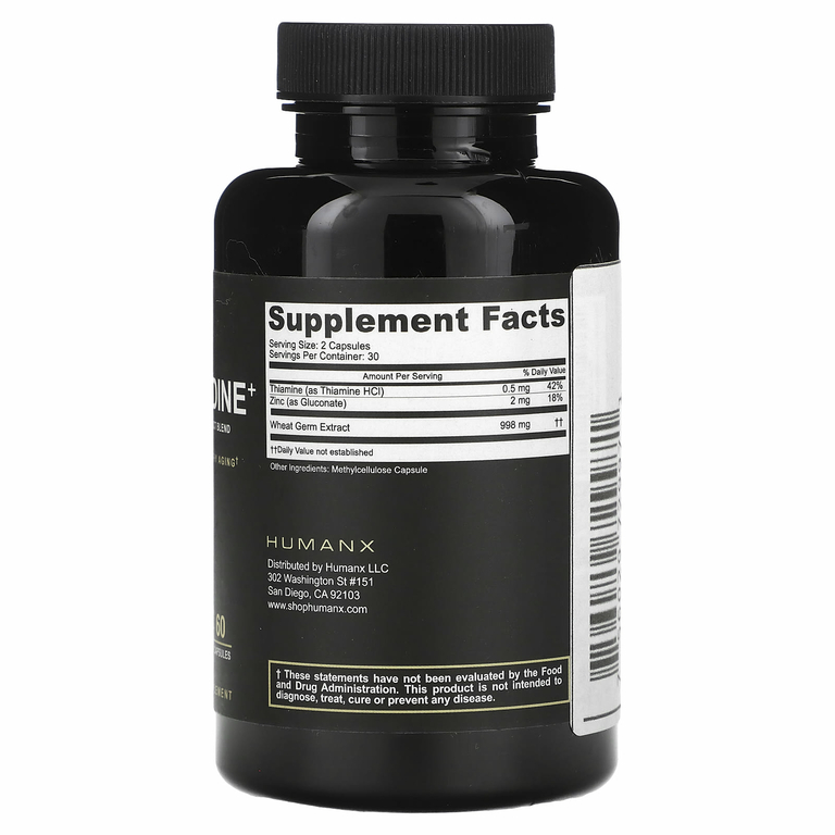 Humanx, Spermidin+, смесь экстрактов зародышей пшеницы, 60 капсул