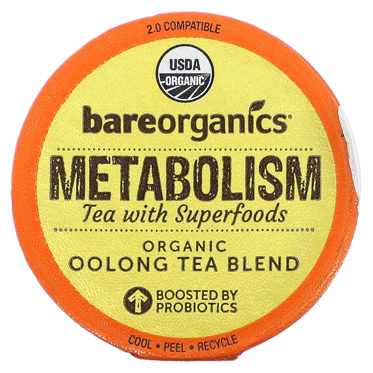 BareOrganics, Metabolism, чай с суперфудами, улун, 10 чашек по 4 г (0,14 унции)