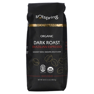 Dr. Mercola, Solspring, Biodynamic, органический бразильский эспрессо, цельные зерна, темная обжарка, 453,5 г (16 унций) (Товар снят с продажи) 