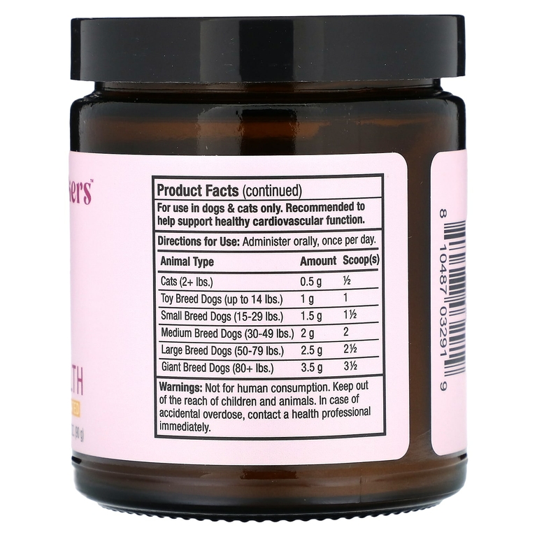 Dr. Mercola, Bark & Whiskers™, добавка для здоровья сердца, для собак и кошек, 90 г (3,17 унции)